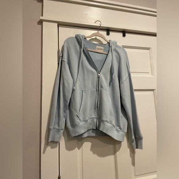 American Eagle Outfitters Sweaters - American Eagle Light Blue Zip Up Hoodie Oversized